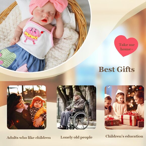 🆕17.2in Full Silicone ivory Reborn Baby Girl Lifelike Sleeping Reborn Doll - Picture 8 of 10